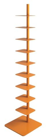 Estantería De Lomo De Metal De 9 Niveles,torre Vertical Para Libros Para Espacios Pequeños, Estantería Giratoria De 360 Grados,exhibición De Libros Ideal Para El Hogar U La Ofici(Size:9,Color:naranja)