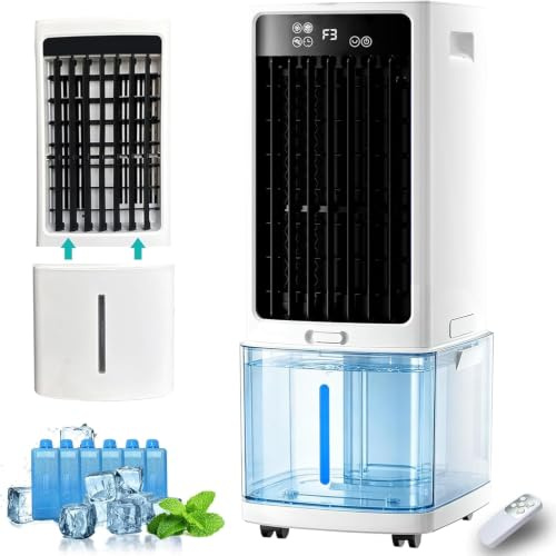Aire acondicionado portátil 3 en 1, diseño ultra silencioso, unidad de aire acondicionado portátil con ventilador de enfriamiento de 3 velocidades, oscilación automática de 60°, temporizador
