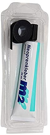 M2 Neorepset Hot Melt/Reparaturband (25mm x 100mm) zum aufbügeln auf kaschiertem Neopren sowie Neoprenkleber für eine dauerhafte und saubere Reparatur von Rissen, Löchern und defekten Nähten.