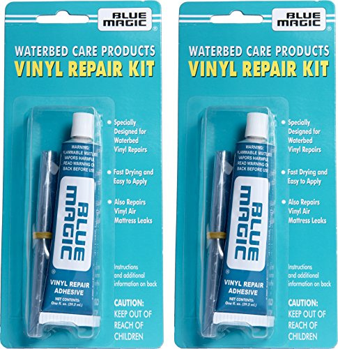 Blue Magic Vattenbädd/luftmadrass vinyl reparationsset: Snabbtorkande lim och lappar, 2-pack