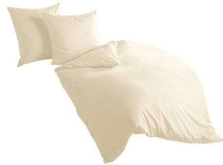 Bierbaum hochwertige Uni Fein Biber Bettwäsche 2 tlg. 135x200cm einfarbig Leinen 100% Baumwolle