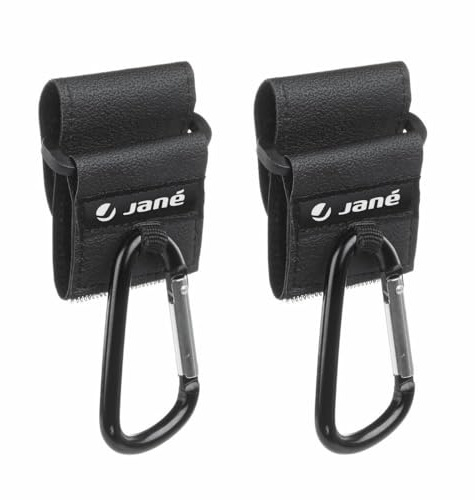 Jané Lenker Karabiner für Mini Kinderwagen, Haken, 2er-Pack, universale Passform, belastbar für hängende Einkaufstaschen, Taschen, Zubehör