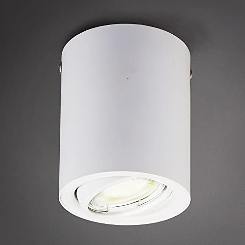 B.K.Licht Ceiling LED Spotlight, GU10 Bulb Included, 5W, Warm Light 3.000K, 400Lm, Surface Mounted Downlight, Adjustable spot, Ø3.15in, Flush Mount, Ceiling Light for Living Room, Hallway, Corridor