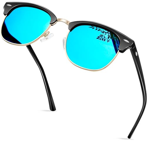 KANASTAL Alta Protección Gafas de Sol Polarizadas Hombre y Mujer UV400 | Vintage Clasicas Medio Marco, Ideales para Conducir, Viajar, Caminar, Pescar y Disfrutar de Actividades al Aire Libre