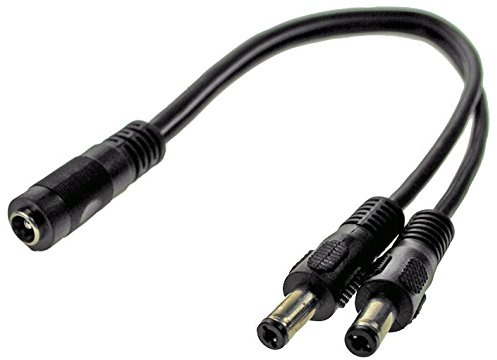 rhinocables CCTV Camera Cable 2.1mm DC Power 2 WAY Splitter Extension Lead 1x Female Input to 2x Male