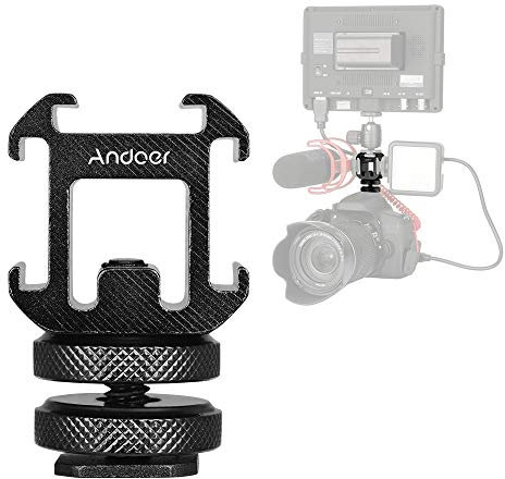 Andoer Adattatore Per Flash Hot Shoe Mount Triplo Flash Slitter Adattatore Cold Shoe Monitor Adattatore Luce Adattatore Attacco Fotocamera Per Mantieni Flash Per Luci Microfoni Monitor Fotocamere
