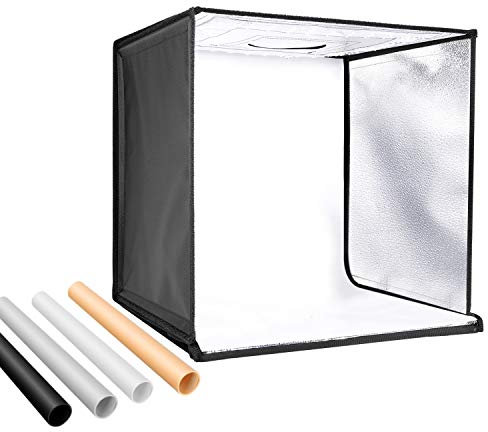 NEEWER Photo Studio Luce Scatola 50x50cm Tenda Luce di Ripresa Luminosità Regolabile Pieghevole Portatile Professionale da Tavolo Kit di Illuminazione per Fotografia 120 Luci LED 4 Colori Fondali