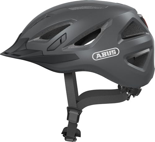 ABUS Stadthelm Urban-I 3.0 - Fahrradhelm mit Rücklicht, Schirm und Magnetverschluss - für Damen und Herren - Titan (gräulich), Größe XL