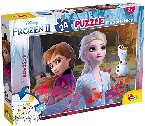 Lisciani - DISNEY Frozen 2 Geduldsspiel - Puzzle ab 3 Jahren - Double Face 2 in 1: 24 Teile mit Malrückseite - Format 50 x 35 cm - Lernspiel für Mädchen und kleine Elsa & Anna Eiskönigin Fans
