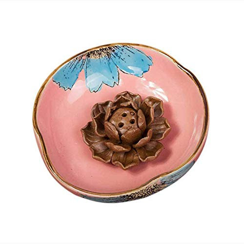 Beihaoer Räucherstäbchenhalter Keramik handgefertigt Lotus Eissplitt Glasur Räucherstäbchenhalter mit Abdeckung rose