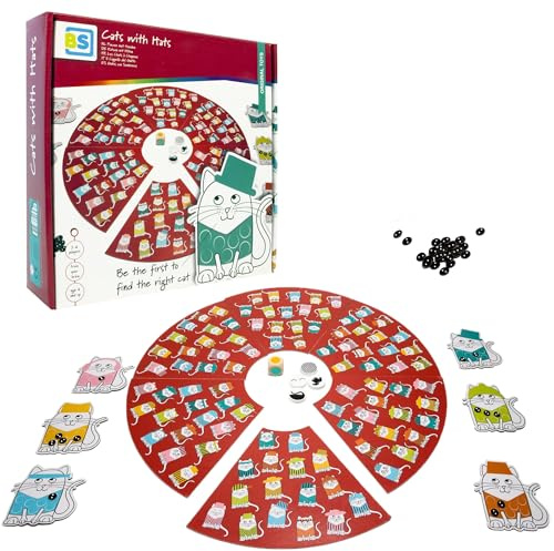 BS Toys Cats and Hats Board Game - Kinderspielzeug für drinnen - 2-6 Spieler - Spielzeug für 6 Jahre und älter