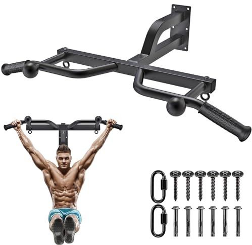 Kipika Robust armhävstång för väggmontering, 61 cm avstånd från vägg till stång, multifunktionell pull up-stång, bollfingertrycksträning, kroppsträning, hemmafitness-system,