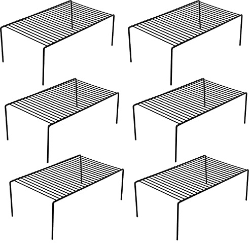 GEDLIRE Schrankregal, 6er-Set, mittelgroß (33 x 23,9 cm), rostfreier Metalldraht, Küchenschrank, Organizer und Aufbewahrung, Schrank-Gewürzregal für Teller, Geschirr, Theke und Speisekammer