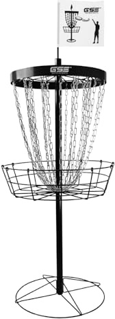 GSE Games & Sports Expert Deluxe Protable Disc Golf Basket, 24-Chain Metal Practice Disc Golf Target with Carrying Bag, for Outdoor, Yard, Backyard, Park Training & Games(Black)