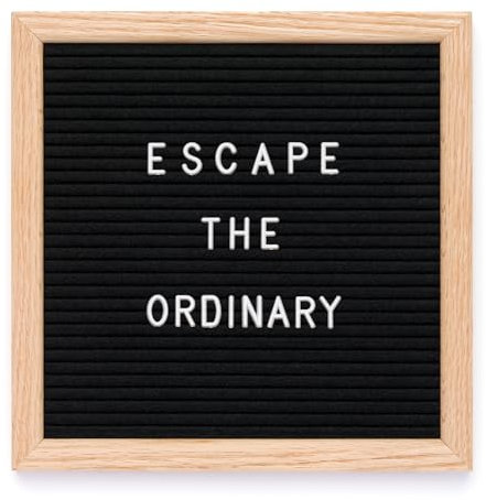 Happy You Letter Board - 10 x 10 inch Letter Board Felt Message Board - Oak Wooden Frame - 510 White Red Blue Letters Numbers - Wooden Stand