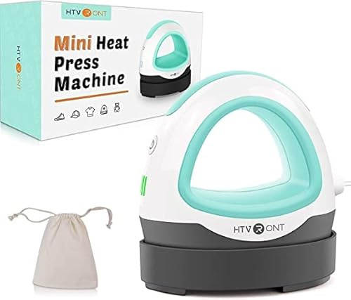 HTVRONT Mini Heat Press Machine for T-Shirts - Large Heat Plate Portable Heat Transfer Printer, Constant Temp Control, Fits for Crafts, T-Shirt, Hat, Cap, Pillows (Mint Green)
