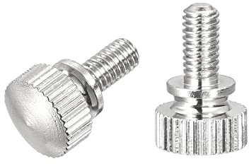 sourcing map 2 Stück Rändelschrauben M4x8mm Messing Schulter Schrauben Griffknöpfe Befestigungselemente Vernickelt