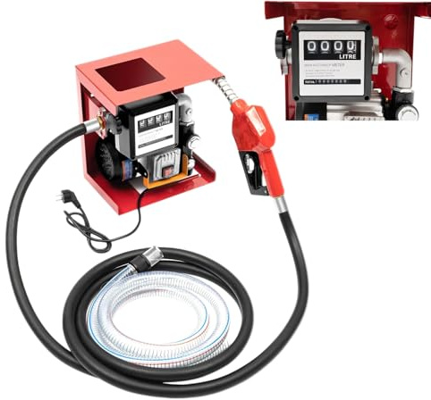 awolsrgiop Dieselpumpe 230V Selbstansaugend, 550W 60L/Min Kraftstoffpumpe Heizölpumpe Ölabsaugpumpe Elektrische Dieselpumpe Bio Dieselpumpe, Tankstelle, Zählwerk, 4m Schlauch