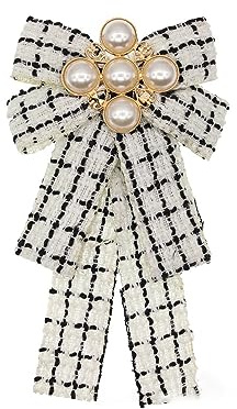 IMINI Brosche mit Perlenschleife, weiß, elegant, unisex, Barock, Brosche, Zubehör, Geschenk für Tochter, Weihnachten, Geburtstag, Abschlussfeier