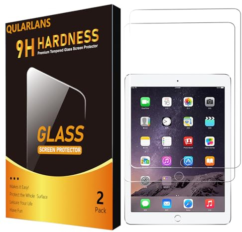 Qularlans 2 Pack Screen Protector for iPad 6th 5th Generation 9.7 Inch 2018/2017, iPad Pro 9.7 2016, iPad Air 2/1 2014/2013, 9H Tempered Glass, Apple Pencil Compatible, Case Friendly