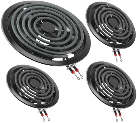 Black Electric Stove Burner Drip Pans WB31M19(8”) WB31M20(6”) and Electric Stove Burner Replacement MP15YA(6) MP21YA(8) for G-E Hot-point Ken-more Electric Range Stove by MIFLUS