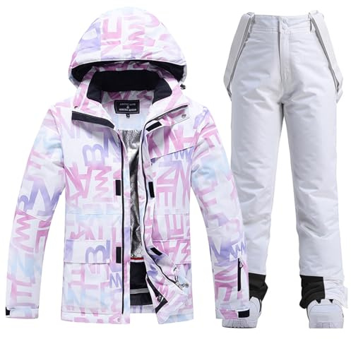 HOTIAN Damen Ski Jacke und Hosen 2 Teilig Set Skianzug Damen Winter Warme Schnee Skifahren Sätze Wasserdicht Winddicht Snowboard Set