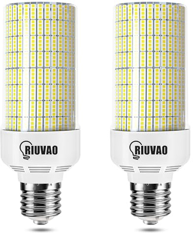 120W LED Corn Light Bulb 5000K Daylight 18000 Lumens Super Bright with Fan Radiator 1200W Equivalent E39/E40 Base LED Corn Bulb Suitable for outdoor Factory Workshop Underground Garage and More 2 pack