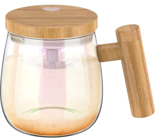 400ml Self Stirring Coffee Mug with Handle and Lid,7000rpm Electric High Speed Mixing Cup,Portable Glass Coffee Mug,Waterproof Automatic Stirrer Coffee Mug for Home Office