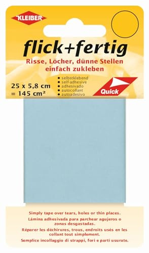 Kleiber flick und fertig, selbstklebender Flicken, Risse, Löcher, dünne Stellen einfach zukleben, Nylon zuschneidbar, (25 x 5,8 cm)