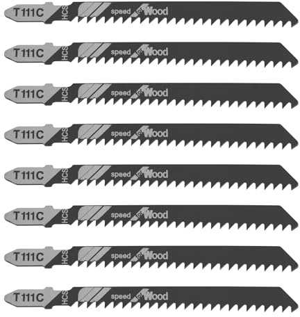 Create idea Lot de 20 lames de scie sauteuse T111C 8TPI 100 mm HCS Tige en T pour coupe du bois Compatible avec Bosch Compatible avec Dewalt Compatible avec Makita Noir