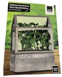 Conny Clever Mini-Gewächshaus 17 x 8 x 25 cm, Grau, Metallrahmen, Reißverschluss, Belüftung
