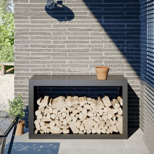 Rantry Support à Bois de Chauffage en Acier - Grand Espace de Rangement, Anthracite, 100 x 40 x 60 cm