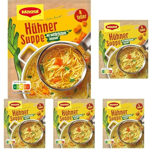 Maggi Guten Appetit, Hühner Suppe, 60g Beutel, ergibt 4 Teller, 5er Pack (1 x 60g)