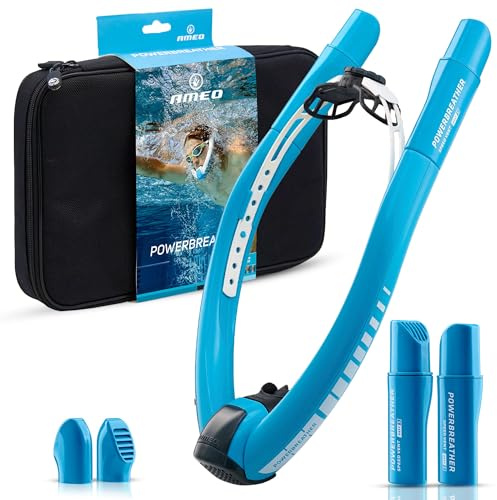 AMEO POWERBREATHER Lap – Appareil d’entraînement respiratoire pour Piscine avec 100% d’air Frais pour Adultes et Enfants – Tuba avec système de Valve Intelligent et air Totalement Sec