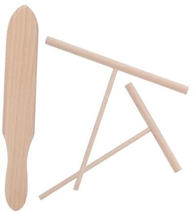CIYODO 3pezzi Accessori Crepes in Legno Con Paletta e Spatola t Per Crepes e Pancake Utensili Ergonomici Antiadesivi Per Uso Domestico Facili Da Pulire e Riutilizzabili Dimensioni Piccole