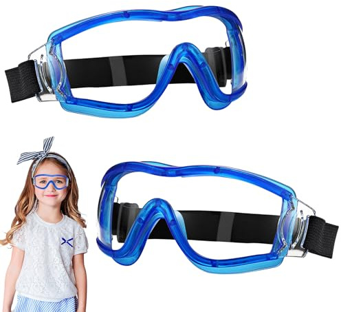 Spetsbst 2-pack skyddsglasögon för barn, skyddsglasögon med vindmotstånd, imfria arbetsskyddsglasögon, skyddsglasögon för nerf/laboratorie/skyttespel/vattenslag (blå)