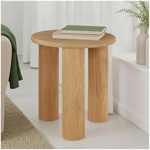 tectake® Beistelltisch Holz, Sofatisch, Couchtisch rund, Blumenhocker, Zimmer Deko, Holztisch für Wohnzimmer, Schlafzimmer, Kleiner Tisch als Betttisch, Nachttisch oder Coffee Table