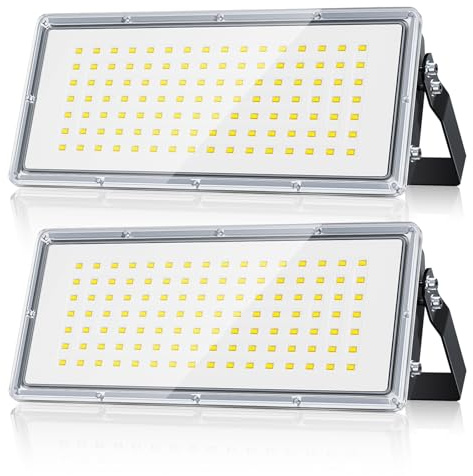 TOPAUBUB 100W LED Strahler Fluter Außen 10000LM 2 Stücke, LED Scheinwerfer 6500K Kaltweiß IP66 Wasserdicht für Garten/Lager/Hofbeleuchtung