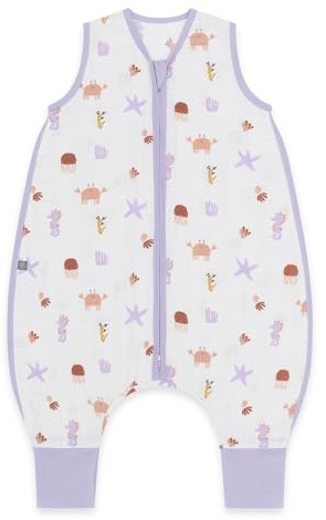 emma & noah Baby Schlafsack mit Füßen 0.5 TOG, Musselin Schlafsack mit Beinen für den Sommer, 100% Bio-Baumwolle, OEKO-TEX Zertifiziert, Stampelsack für Neugeborene (Community Design Unterwasser)