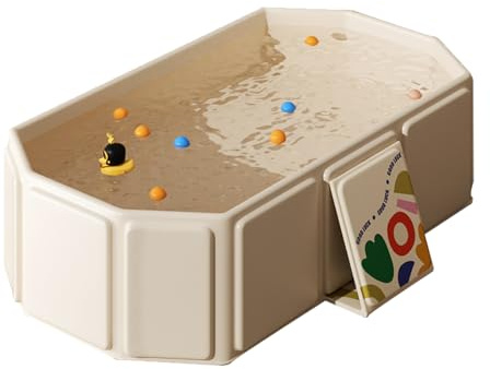 Aotusoa Baignoire pliable, 75 x 45 x 25 cm, portable, multifonctionnelle, pour les membres de la famille et les animaux domestiques, accessoire d'extérieur et domestique, beige