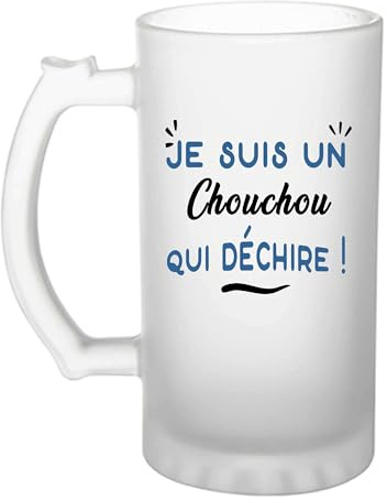 Otshirt Verre à bière d'un Chouchou qui déchire - Chope - Idée Verre à bière Personnalisable Cadeau Anniversaire Fête Original Famille Travail Départ Collègue Retraite Noël.