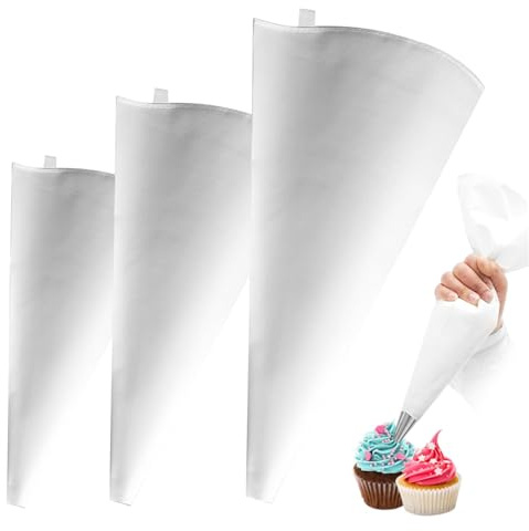 Icing Bags 3 Different Sizes Reusable Piping Bag Cotton Cloth Pastry Bags Tear-Resistant Icing Piping Bag for Cookies Cupcakes Cake DecorationHOME Decor