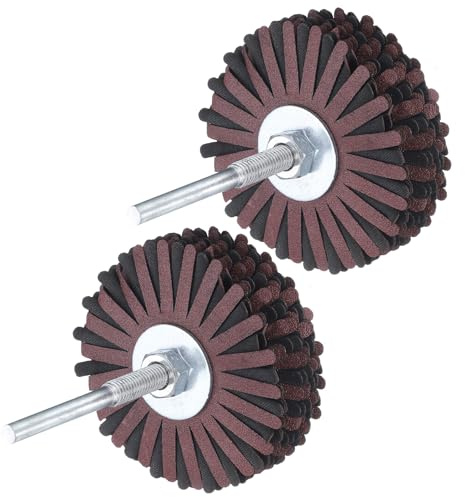 QUARKZMAN 2 Piezas Rueda De Lija De Tela Abrasiva Con Vástago De 1/4 De Pulgada Para Tallado De Raíces Pulido De Muebles Carpintería Grano 180