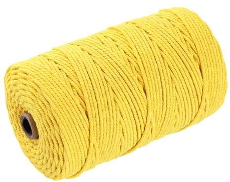 Cuerda de Algodón para Macramé 3 mm × 200 m – Hilo Torcido Natural para Manualidades, Tapices, Decoración Navideña, Plantas Colgantes y Estilo Boho Cúrcuma