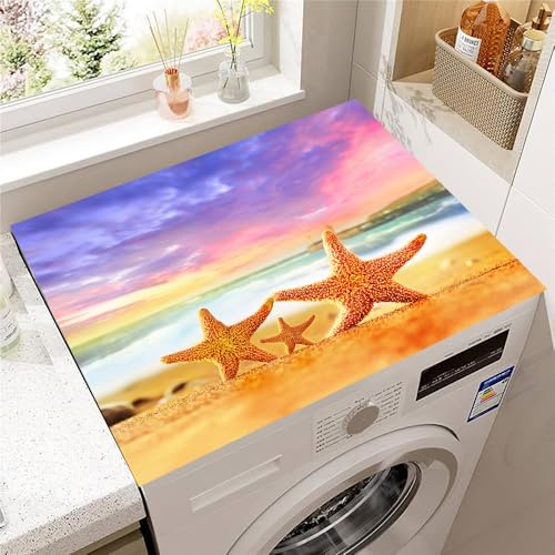 Hearda Housse Machine a Laver Plage Été, Dessus Tapis Lave Linge Antidérapant, Housse de Protection pour Machine à Laver Top, Tapis de Protection pour Dessus Sèche-Linge (Violet,30x40cm)