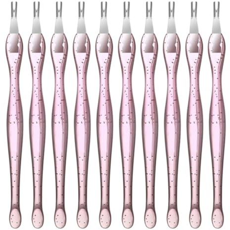 Coupe-peaux 10 Pièces en Pp et Acier Inoxydable, Outil de Manucure Rose | Outils Nail Art, Fourche Incisive pour Retirer Cuticules, Usage à Domicile Salon