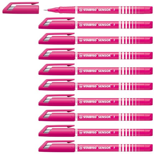 STABILO - Fineliner mit gefederter Spitze - SENSOR F - fein - 10er Pack - pink