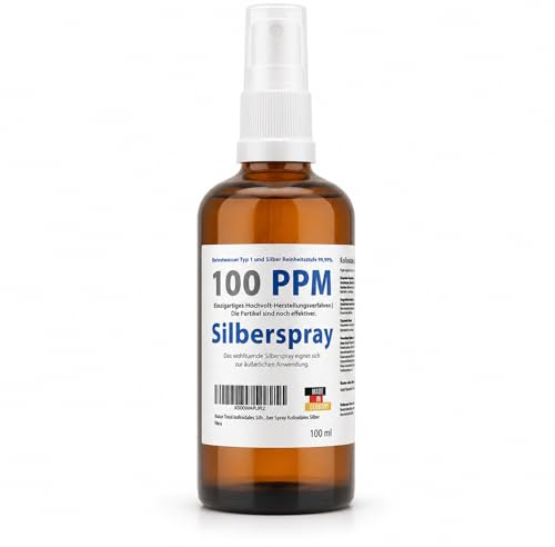 Natur Total Silberspray 100ml für Hund Katze Pferd — Praktische Reisegröße im Stallapotheken-Format — 100 PPM Kolloidales Silber in Reinstwasser — Ohne Aluminium — Made in Germany seit 2011
