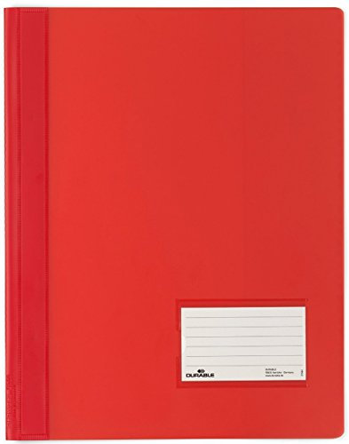 5er Sparpack DURABLE Hunke & Jochheim Schnellhefter DURALUX®, transluzente Folie, für A4 Überbreit, 280x332mm (5 Stück, rot)