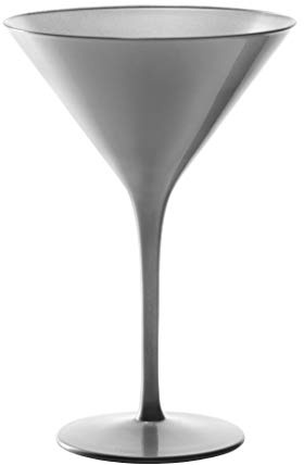 Stölzle Lausitz Verres à Cocktail Elements Argent Set de 6, 240 ml – Verres Élégants Idéaux pour Martini & Manhattan – Verres Martini en Cristal Argenté – Résistants au Lave-Vaisselle & aux Chocs